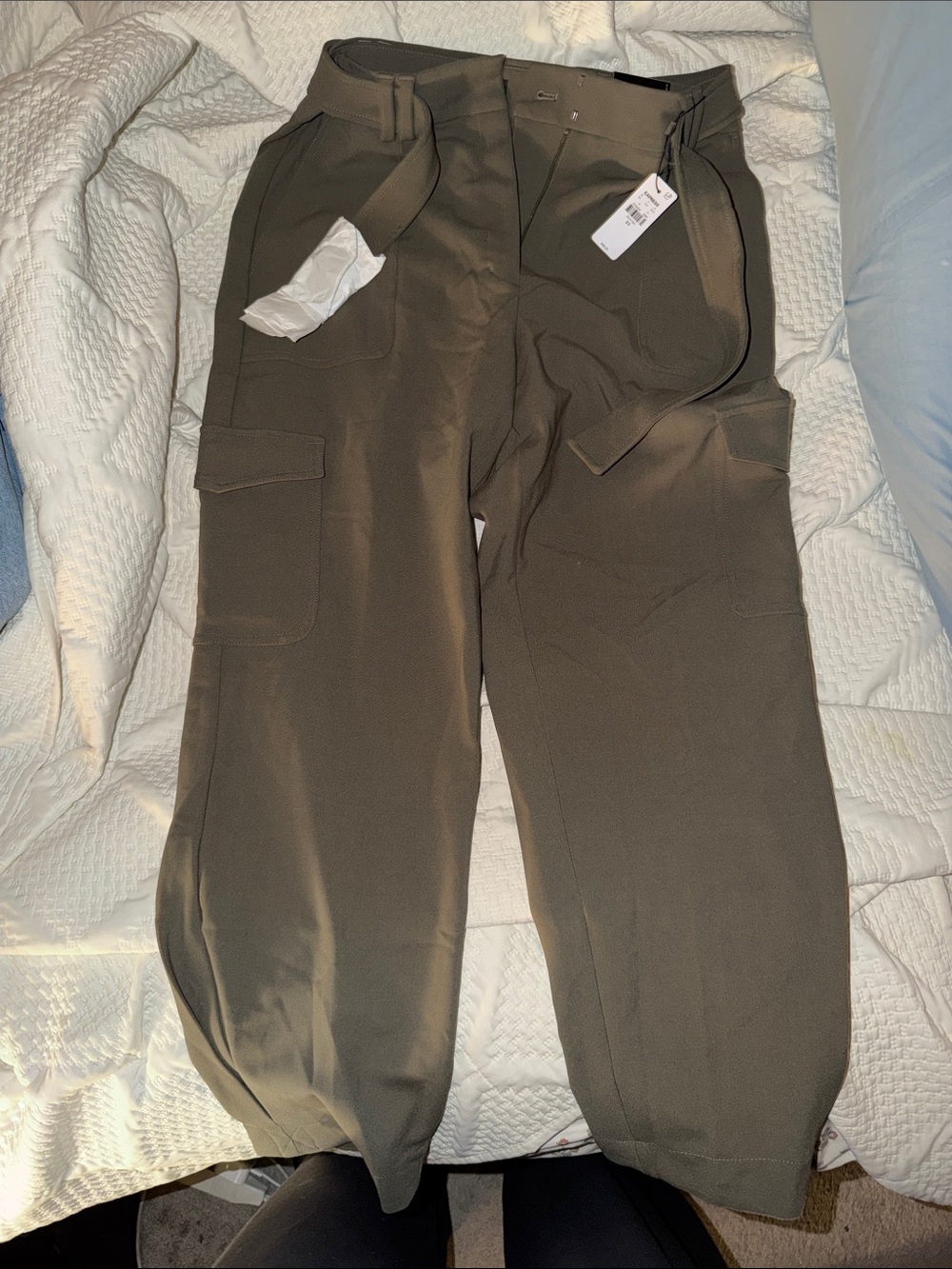 Express Olive Green Cropped Cargo Pants